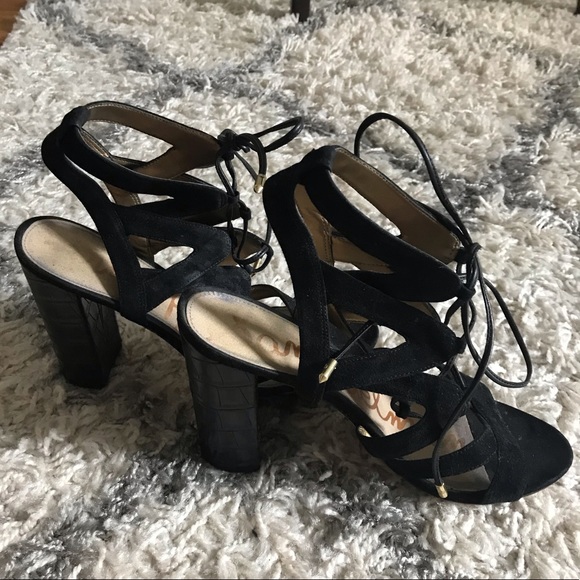 Sam Edelman black lace up heels - Picture 3 of 4
